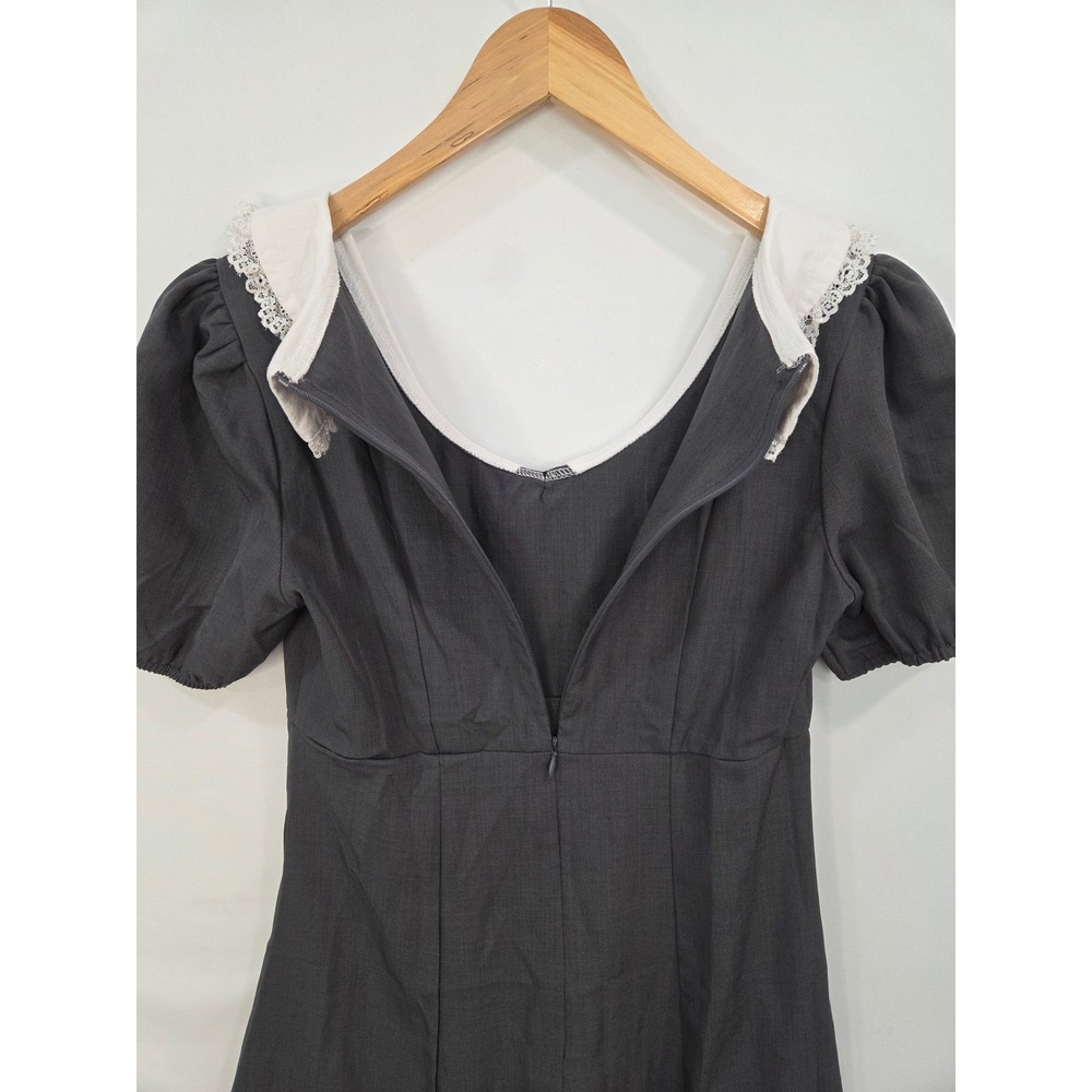 DAZY Wednesday Addams Peter Pan Collar Mini Dress Junior M Coquette Doll Gray - Picture 8 of 13
